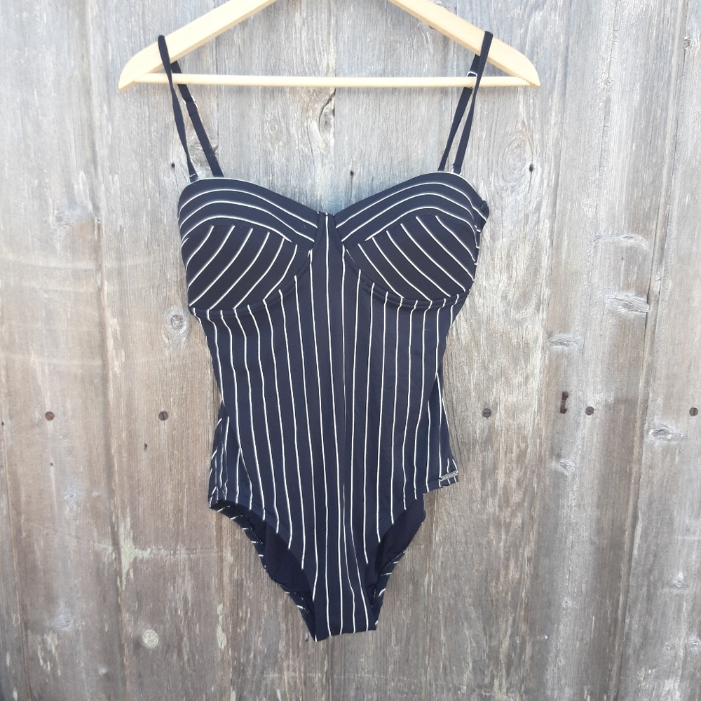 Pinstripe one piece swimsuit